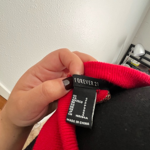 Forever 21 black knitted cherry dress - Picture 2 of 3